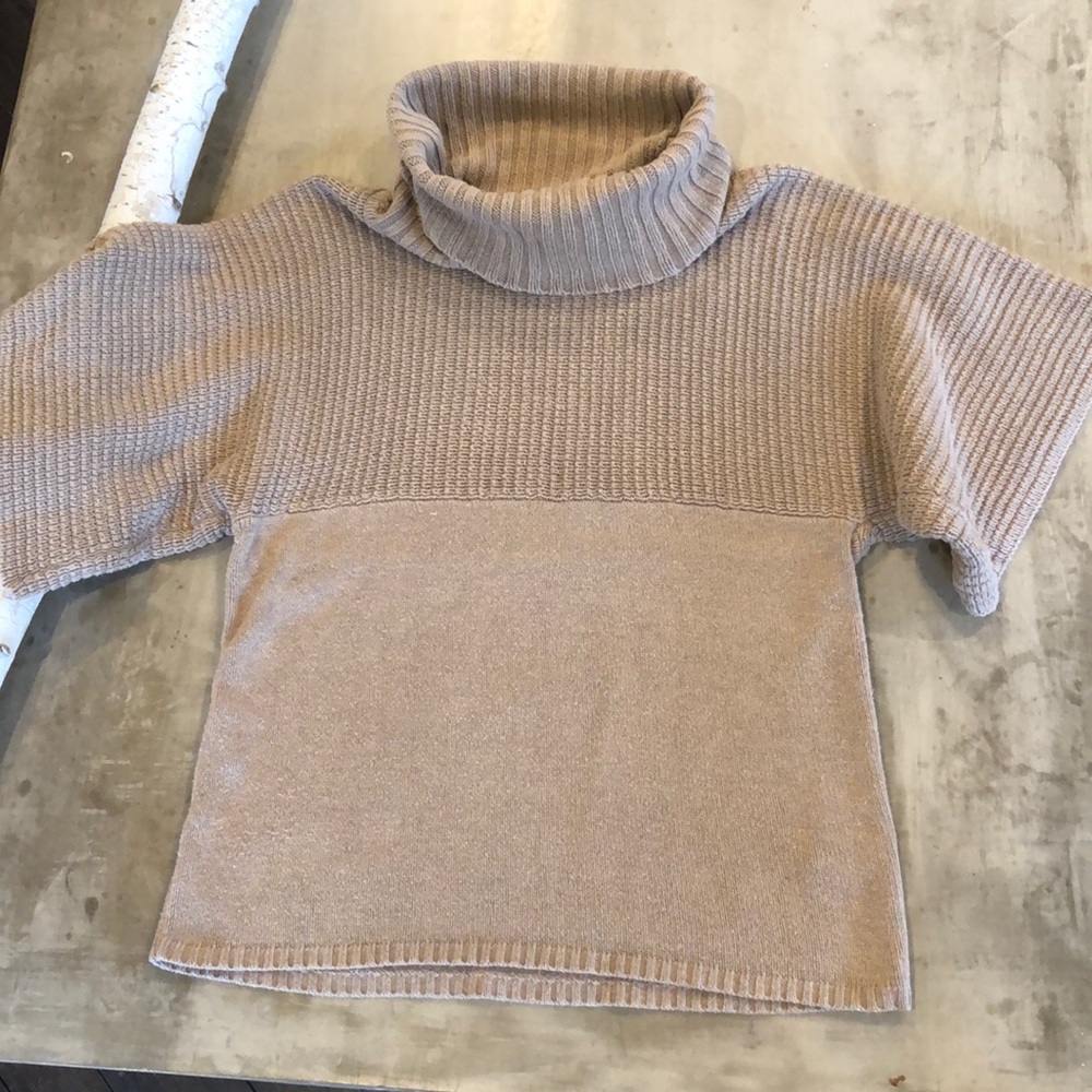 Bcbg cowl neck knit sweater tan brown oversized L